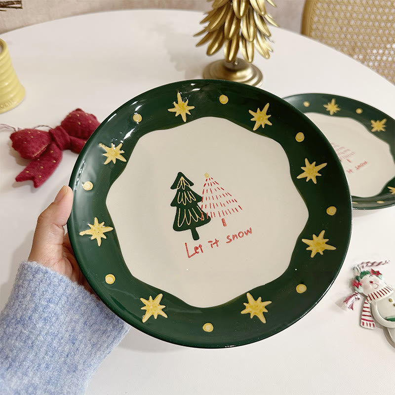 Round Ceramic Decorative Plate With Star Pattern - image 2