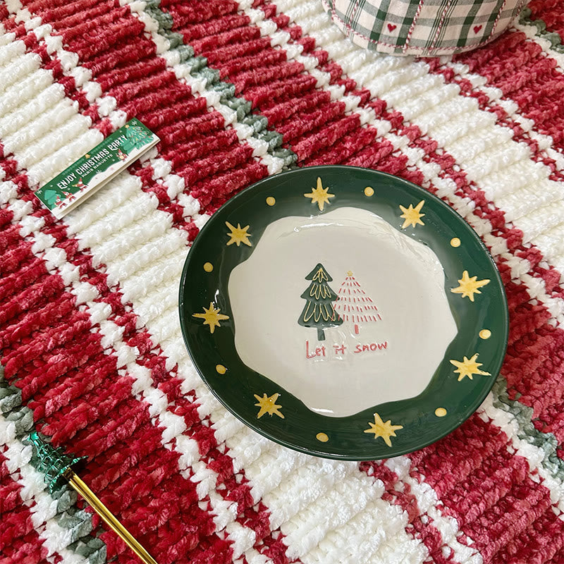 Round Ceramic Decorative Plate With Star Pattern - Green - image 0