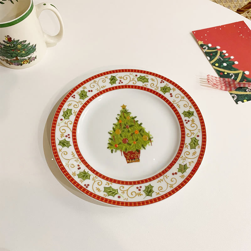 Christmas Tree Decorative Wreath Plate - Red - image 0