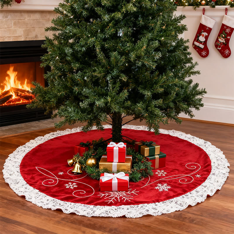 Velvet Snowflake Christmas Tree Skirt - image 4