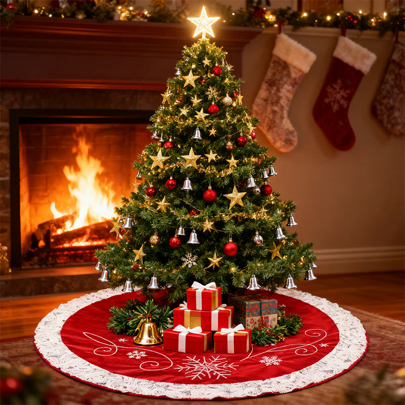 Velvet Snowflake Christmas Tree Skirt - image 1