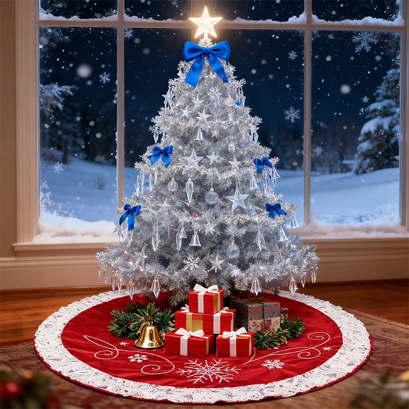 Velvet Snowflake Christmas Tree Skirt - image 2