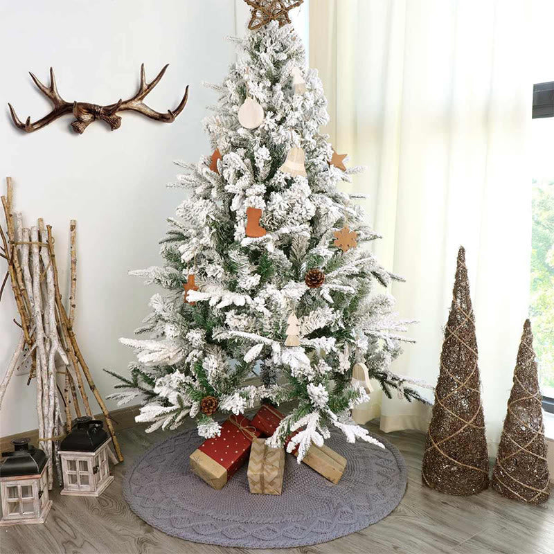 Grey Knit Christmas Tree Skirt With Bow Detail - Gray - image 0