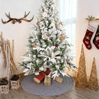 Grey Knit Christmas Tree Skirt With Bow Detail - image 1