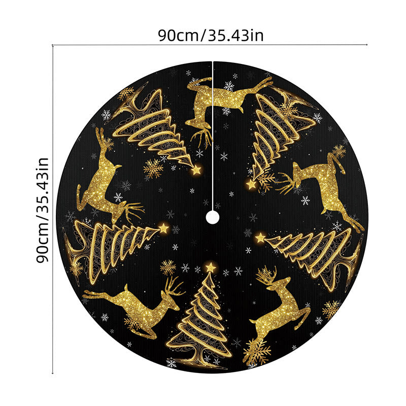 Elegant Golden Glitter Printed Christmas Tree Skirt - image 5