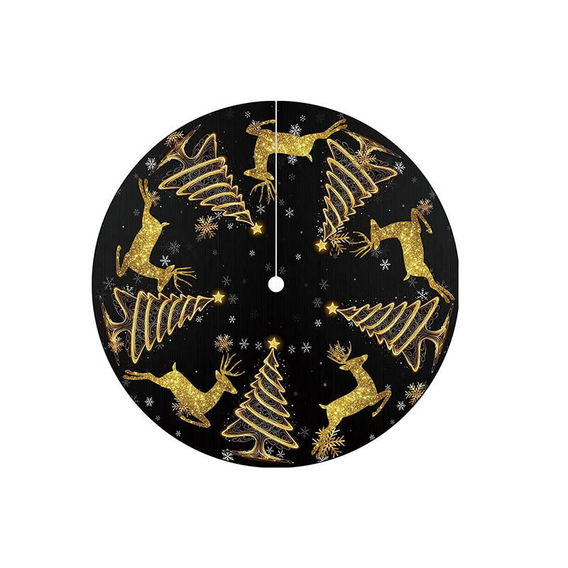 Elegant Golden Glitter Printed Christmas Tree Skirt - image 4