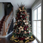 Elegant Golden Glitter Printed Christmas Tree Skirt - image 1