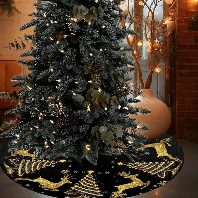 Elegant Golden Glitter Printed Christmas Tree Skirt - image 2
