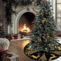 Elegant Golden Glitter Printed Christmas Tree Skirt - Black - image 0