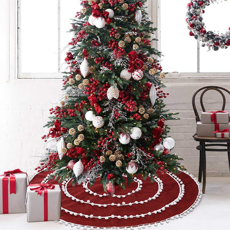 Warm Festive Decor Christmas Tree Skirt - Red - image 0