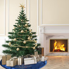 Blue Pine Needle Embroidered Christmas Tree Skirt - image 1