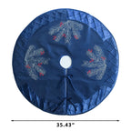 Blue Pine Needle Embroidered Christmas Tree Skirt - image 5