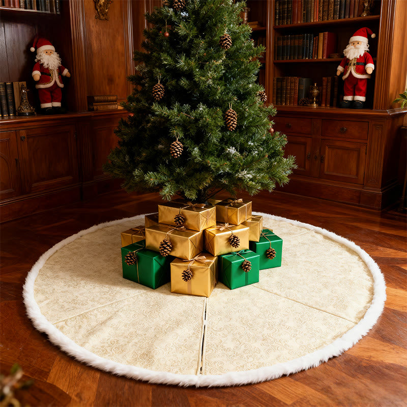 Golden Decorative 3d Embossed Christmas Tree Skirt - image 2
