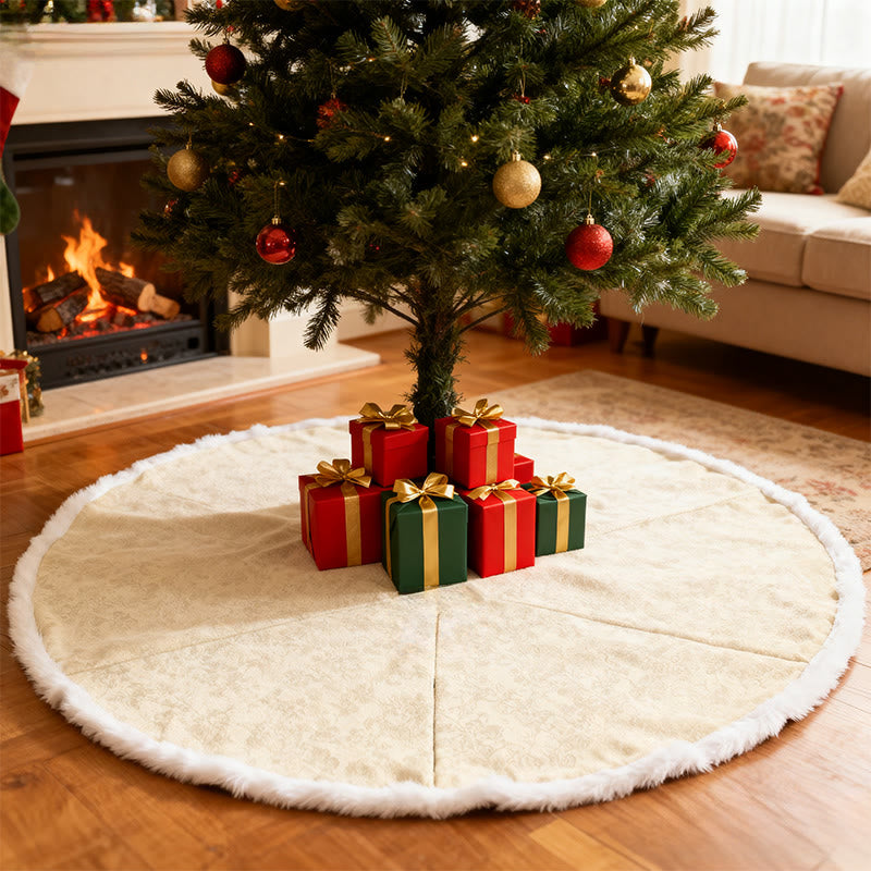 Golden Decorative 3d Embossed Christmas Tree Skirt - image 1