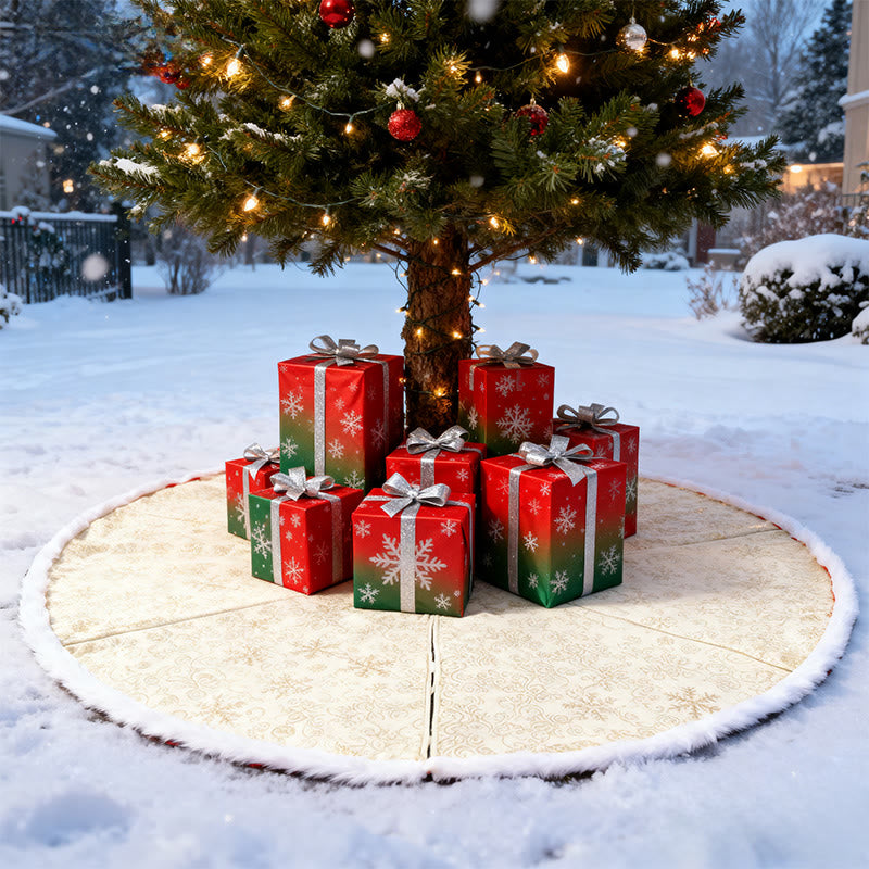 Golden Decorative 3d Embossed Christmas Tree Skirt - image 3
