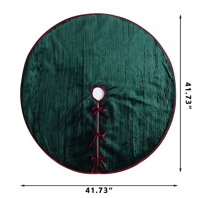 Elegant Green Velvet Pleated Christmas Tree Skirt - image 8