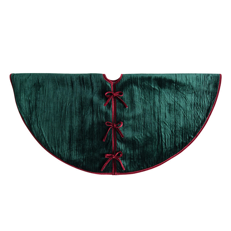Elegant Green Velvet Pleated Christmas Tree Skirt - image 7