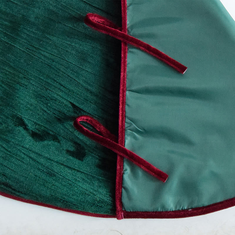 Elegant Green Velvet Pleated Christmas Tree Skirt - image 5
