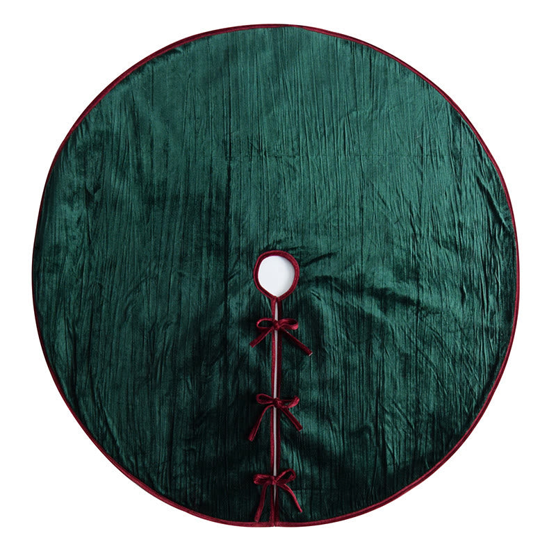 Elegant Green Velvet Pleated Christmas Tree Skirt - image 6