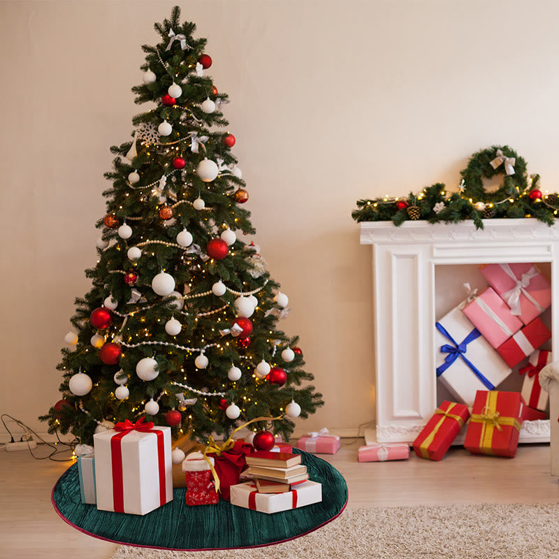 Elegant Green Velvet Pleated Christmas Tree Skirt - Green - image 0