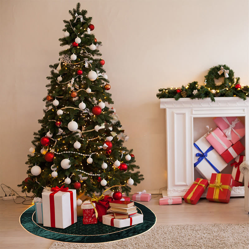 Green Velvet Quilted Christmas Tree Skirt - image 2