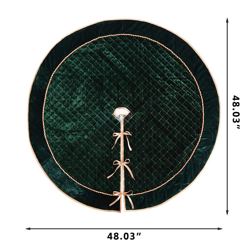 Green Velvet Quilted Christmas Tree Skirt - image 7