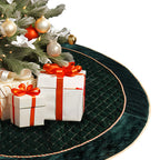 Green Velvet Quilted Christmas Tree Skirt - image 3