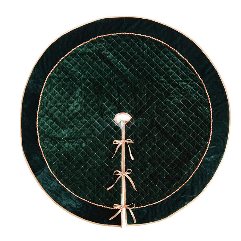 Green Velvet Quilted Christmas Tree Skirt - image 5