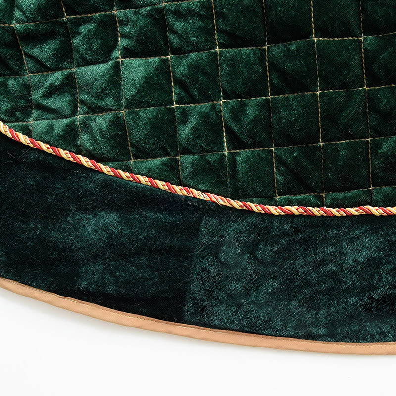Green Velvet Quilted Christmas Tree Skirt - image 4