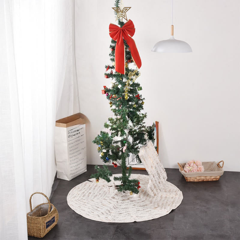 Velvet Patchwork Gold Foil Christmas Tree Skirt - image 2