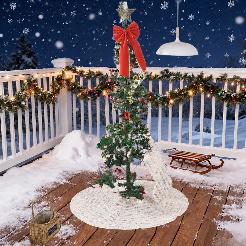 Velvet Patchwork Gold Foil Christmas Tree Skirt - White - image 0