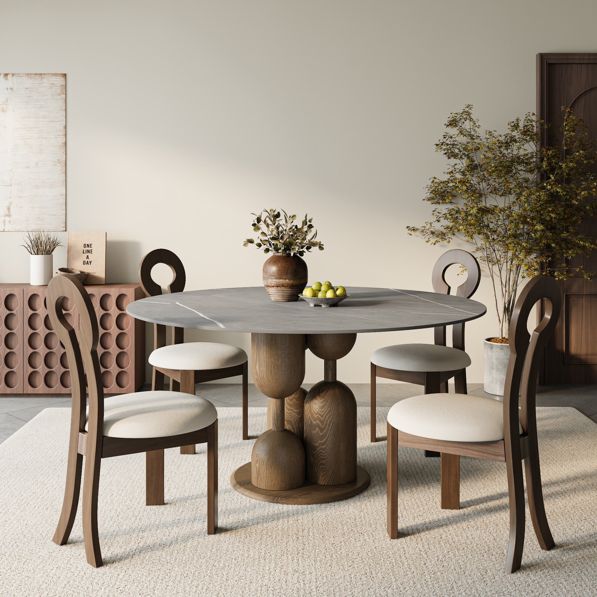 Goblet-shaped Base Round Kitchen Table For 4/6/8 - image 1