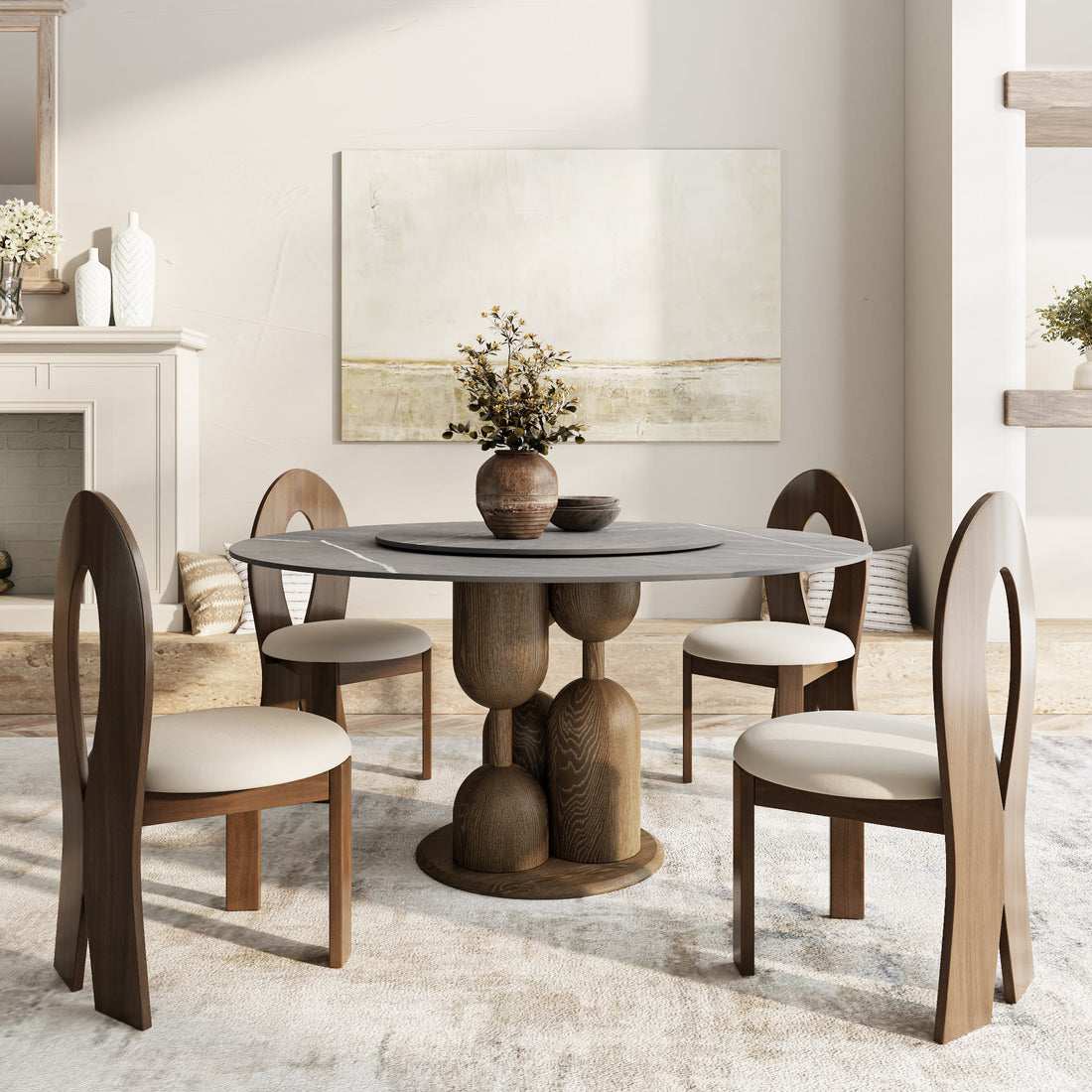 Goblet-shaped Base Round Kitchen Table For 4/6/8 - image 9