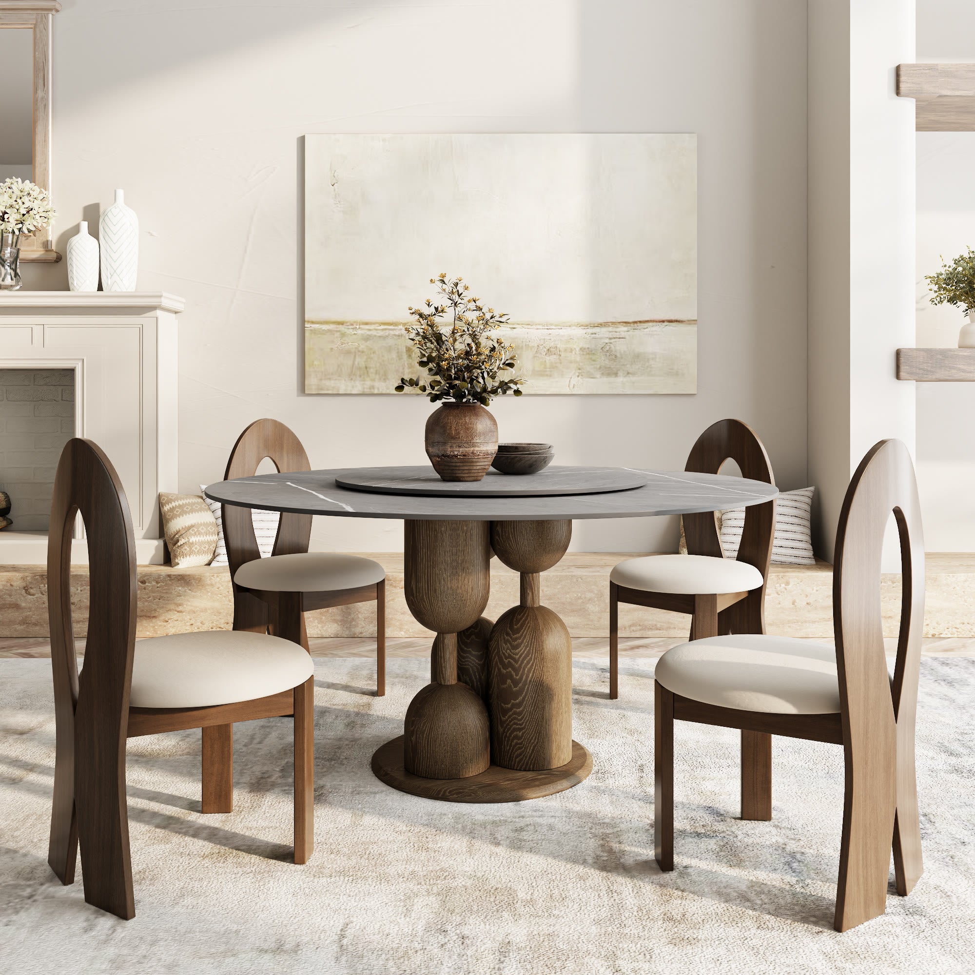 Goblet-shaped Base Round Kitchen Table For 4/6/8 - image 4