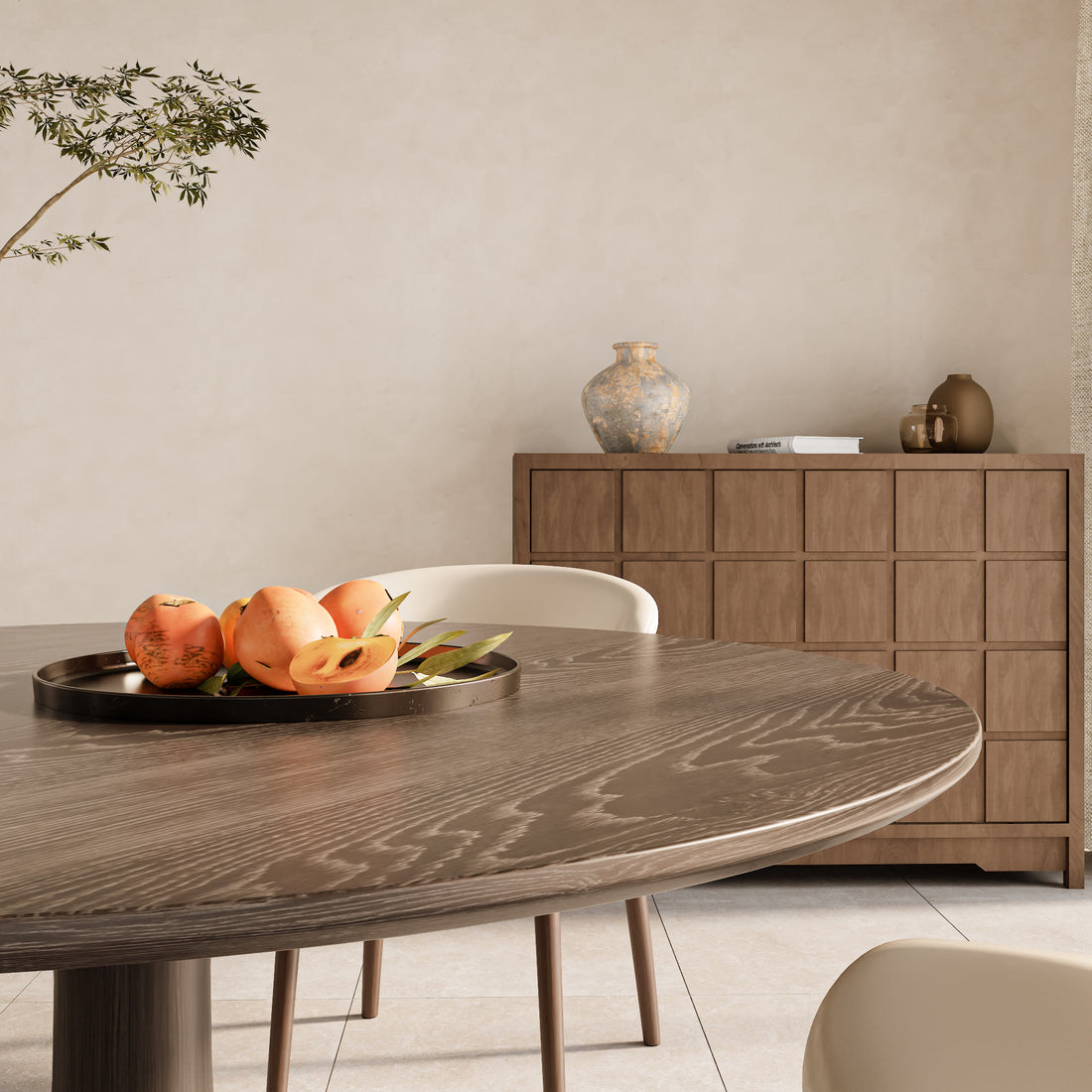 Dark Walnut-colored Floral-shape Dining Table For 4-8 Seats - image 2