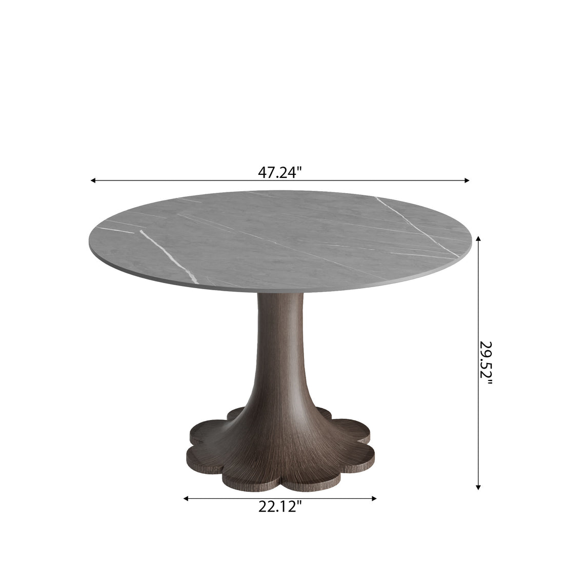 Dark Walnut-colored Floral-shape Dining Table For 4-8 Seats - image 13