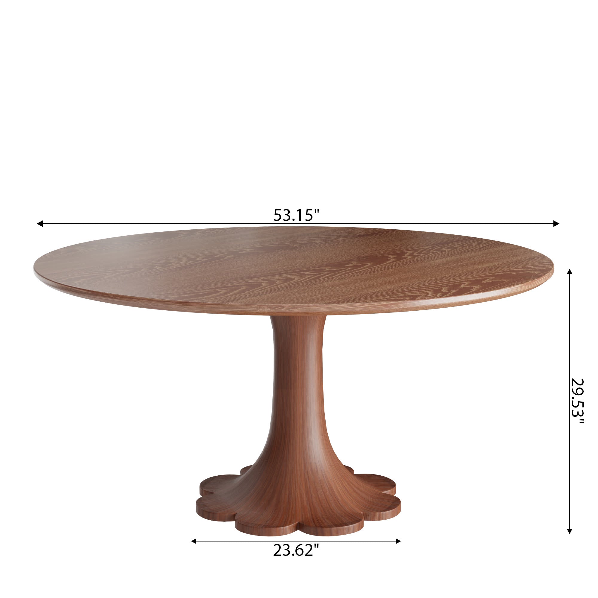 Liora Farmhouse-Style Red Walnut Floral-shape Solid Wood Pedestal Round Dining Table  - image 27