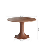 Liora Farmhouse-Style Red Walnut Floral-shape Solid Wood Pedestal Round Dining Table  - image 26
