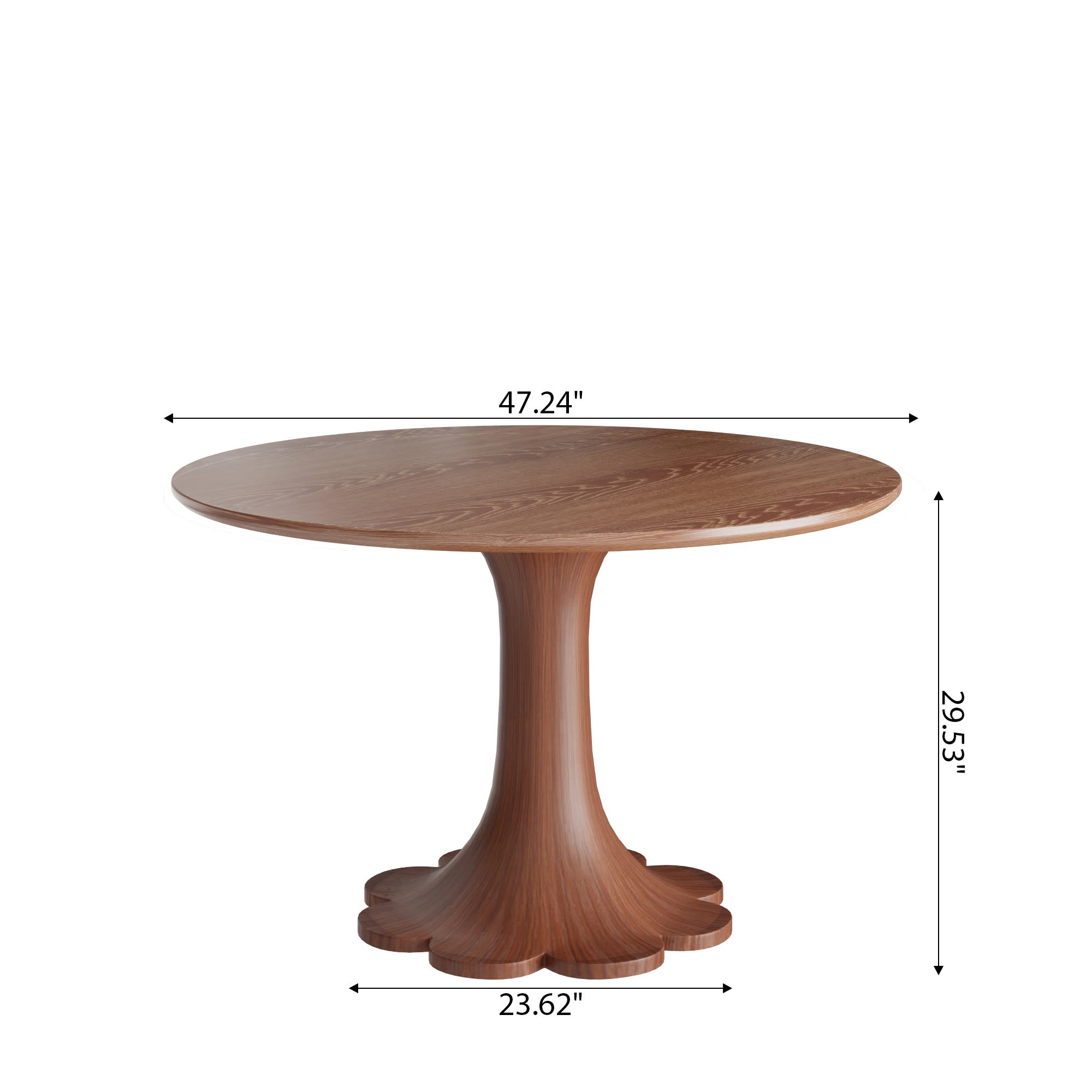 Liora Farmhouse-Style Red Walnut Floral-shape Solid Wood Pedestal Round Dining Table  - image 26