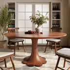 Liora Farmhouse-Style Red Walnut Floral-shape Solid Wood Pedestal Round Dining Table  - Wanlut - without Lazy Susan - 59" Table - image 22