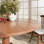 Liora Farmhouse-Style Red Walnut Floral-shape Solid Wood Pedestal Round Dining Table  - image 25