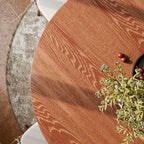 Liora Farmhouse-Style Red Walnut Floral-shape Solid Wood Pedestal Round Dining Table  - image 29