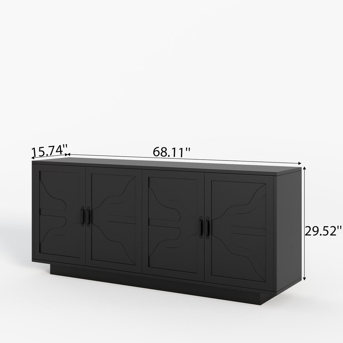 Iffhome Classic Black Buffet Cabinet With Wine Glass Rack - image 11