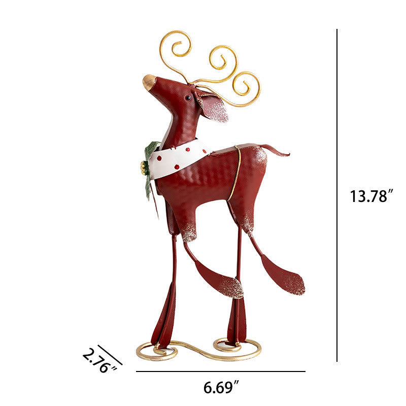 Vintage Red Reindeer Metal Ornament - image 7