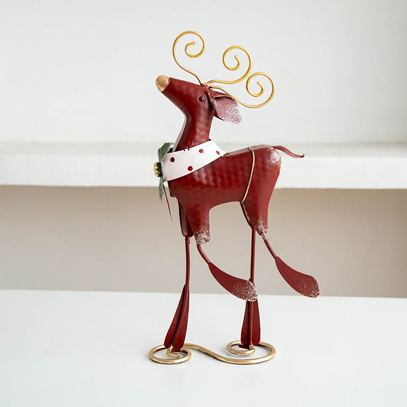 Vintage Red Reindeer Metal Ornament - image 4