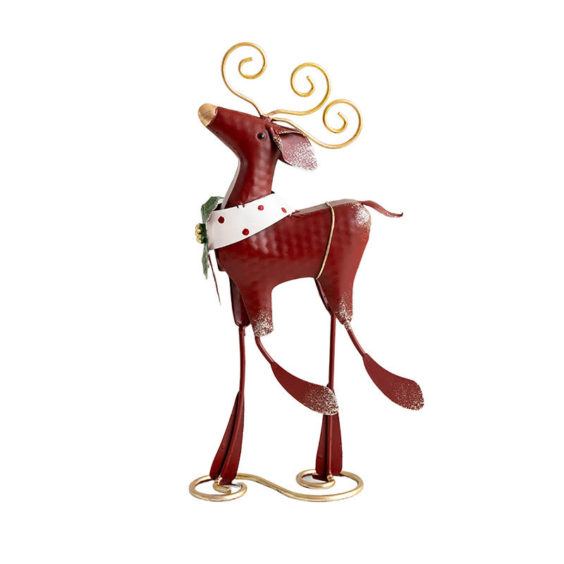 Vintage Red Reindeer Metal Ornament - image 6
