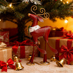 Vintage Red Reindeer Metal Ornament - image 5