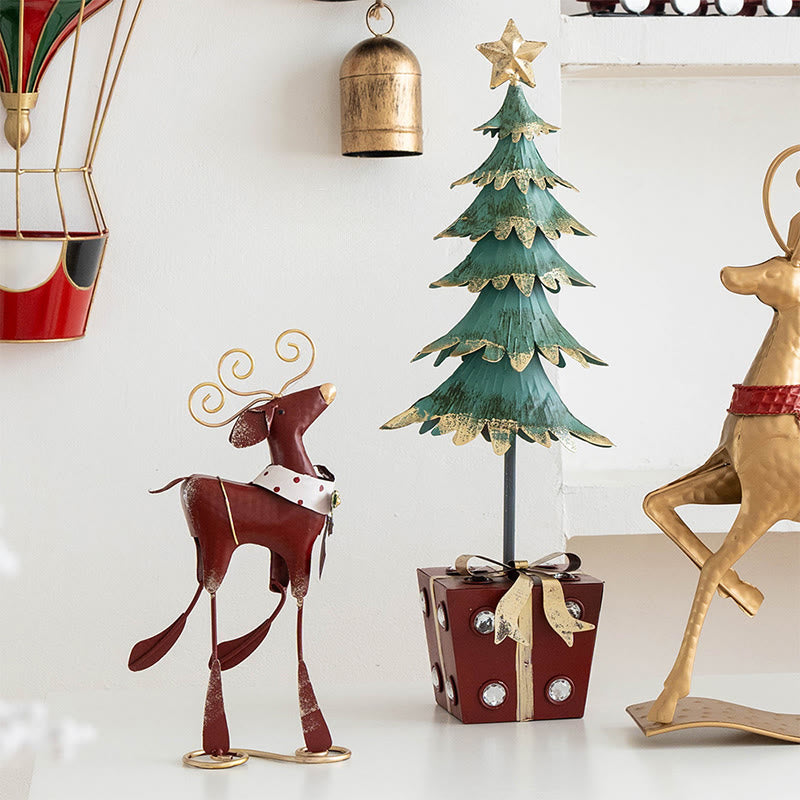 Vintage Red Reindeer Metal Ornament - image 2