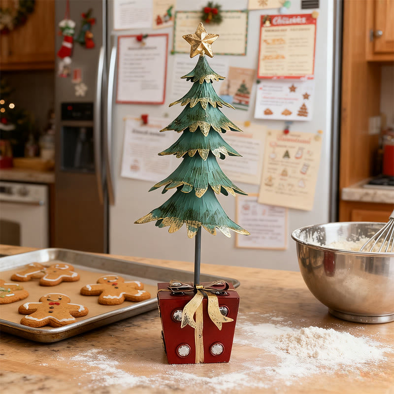 Christmas Tree Ornament With  Gift-box Base - Green - image 0