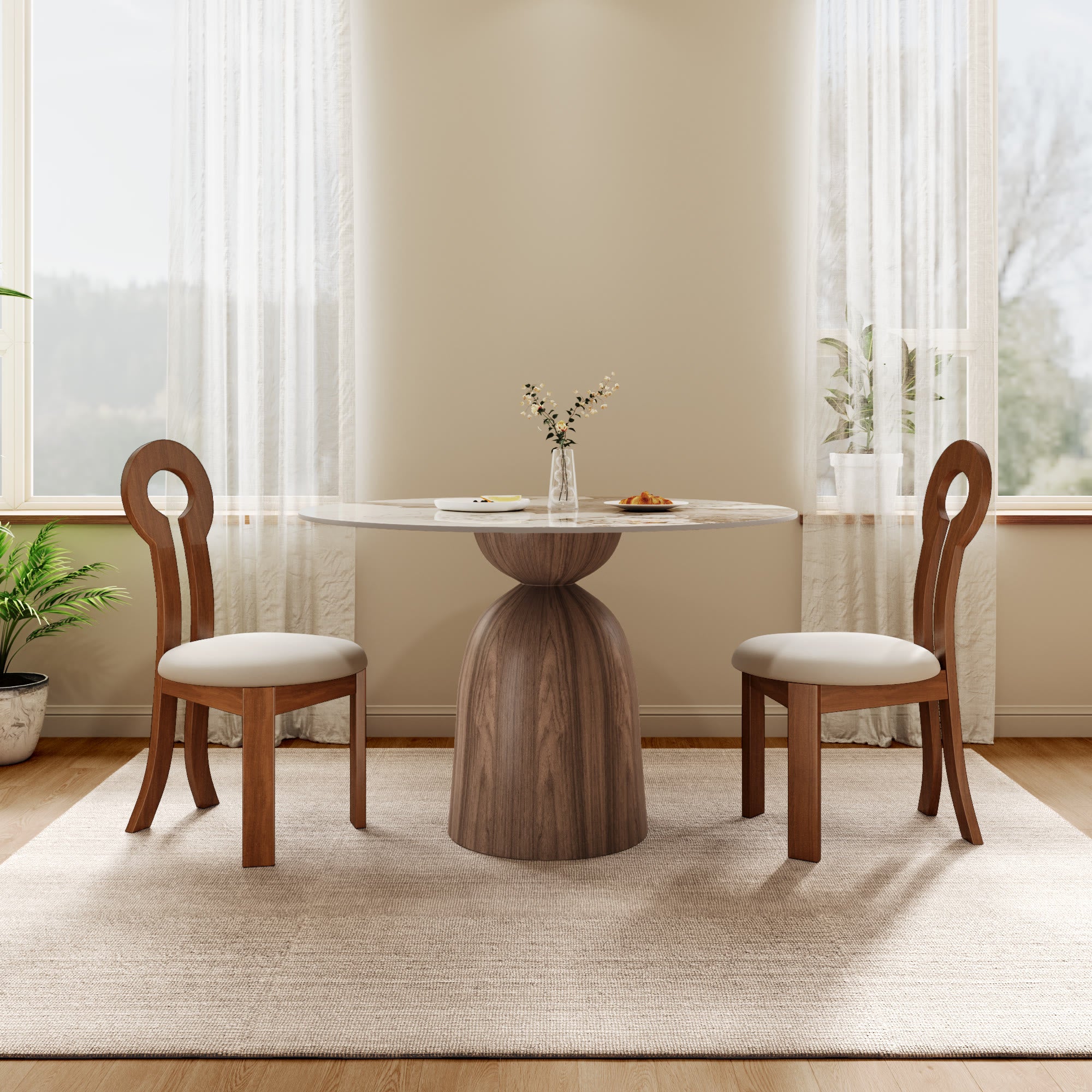 2x/4x/6x Key-shaped Solid Wood Dining Chairs - image 1